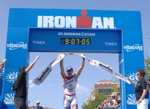 Ben Hoffman wins the title, Ironman St. George, May 5, 2012 | Photo by Todd Tischler, St. George News