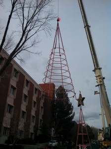 The Light and Life removed removed from the 400 East Campus of Dixie Regional Medical Center after over 20 years of use. It will be replaced with a new tree in the summer, St. George, Utah, Feb. 21, 2013 | Photo by St. George News  