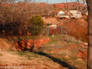 Collapsing backyard of 1656 Cinnamon Circle in Santa Clara Heights, Santa Clara, Utah, March 12, 2013 | Photo by Alexa Verdugo Morgan, St. George News