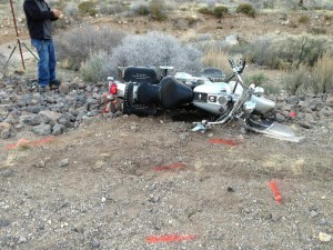 Motorcycle accident on Old Highway 91, Ivins, Utah, March 3, 2013 | Photo by Marty Lane for St. George News