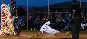 Zac Ivie scores Friday night, Snow Canyon at Desert Hills, St. George, Utah, April 26, 2013 | Photo by Sara Amodt, St. George News