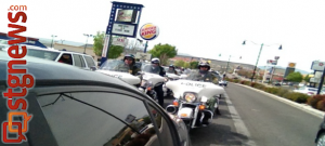 Endurance ride: Las Vegas Metro Police stop by St. George, Utah, April 4, 2013 | Photo by Sarafina Amodt, St. George News