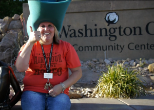 Wendi Bulkley wearing a 10-gallon hat for the western theme of Cotton Days, Washington City, Utah, April 29, 2013 | Photo by Sarafina Amodt, St. George News