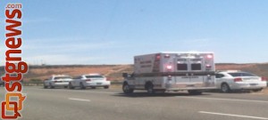 Single-vehicle accident on I-15 near milepost 13, Washington City, Utah, April 29, 2013 | Photo by Jason Little for St. George News