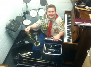 Boy Scout Corbie Campbell, 16, of St. George, is using his Eagle Scout Leadership Service Project as a way to put musical instruments in the hands of students may otherwise be denied the opportunity play in a school band due to lack of resources, St. George, Utah, May 10, 2013 | Photo courtesy of Chip Campbell