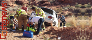 Vehicle accident at 200 East Red Hills Parkway, St. George, Utah, June 22, 2013 | Photo by Jason Little, St. George News