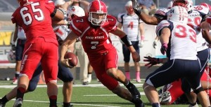 Dixie State's Griff Robles (7) and the red Storm football team went 3-8 in 2012. | Photo courtesy Dixie State athletics