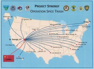 Map of where the spice was sent to home the operation’s headquarters in St. George | Image courtesy of the U.S. Department of Justice