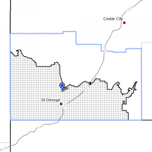 Dots denote Fire Weather Zone 497, Mojave Desert, Washington County, Utah, Radar time 5:30 a.m., June 11, 2013 | Image courtesy of National Weather Service