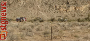 Life Flight lands in response to single-engine plane crashed into Frog Hollow Wash after taking off at Hurricane Municipal Airport, Hurricane, Utah, July 3, 2013 | Photo by Mori Kessler, St. George News