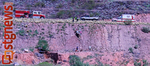 Vehicle went off Telegraph Road and over a cliff in Washington, Utah, July 28, 2013 | Photo by Travis Theobald, St. George News