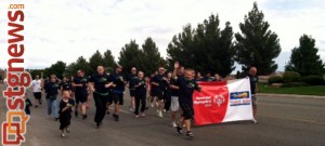 SGPD Officers Jeremy Needles and David Slack, local law enforcement and Special Olympics athletes participate in the 2013 Special Olympics Torch Run, St. George, Utah, May 9, 2013 | Photo courtesy of Janie Belliston