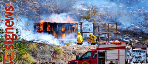 Chicken coop ablaze spreads to hillside in LaVerkin, Utah, Aug. 11, 2013 | Photo by Jeremy Crawford, St. George News