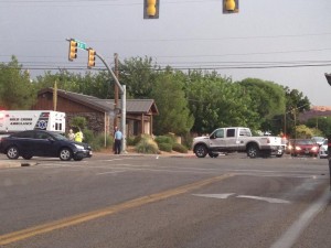 Accident between a SUV and pickup truck at the intersection of 700 South and Main Street, St. George, Utah, Sept. 3, 2013 | Photo by Sarafina Amodt, St. George News