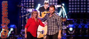 L - Renée Napier, the woman behind Matthew West's song, "Forgiveness." R- Matthew West. Into the LIght Concert, Cox Stadium, Dixie State University, St. George, Utah, Sept. 28, 2013 | Photo by Dave Amodt, St. George News