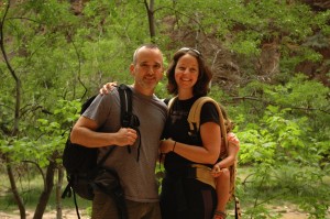 L to R: David Driver with wife Anne Mannes and daughter Amelia Driver, at DOCUTAH filmmakers trip to Zion National Park, Springdale, Utah, Sept. 6, 2013 | Photo by Dallas Hyland, St. George News