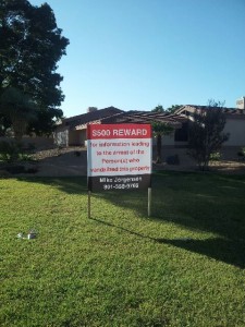 The owners of the recovery center put this sign up after vandals defaced the exterior of the house. Bloomington, Oct. 22, 2013 | Photo courtesy of Mike Jorgensen