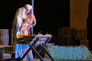 Mary and Joseph wonder at the Christ child in the Live Nativity. Christmas in the Canyon, Tuacahn Amphitheatre, Ivins, Utah, Nov 29, 2013 | Photo by John Teas, St. George