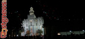 St. George Temple of the Church of Jesus Christ of Latter-day Saints. St. George Temple Lighting Ceremony, St. George, Utah, Nov. 29, 2013 | Photo by Sandie Divan, St. George News