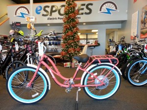 A cruiser style e-bike Inside eSpokes e-bike shop, St. George, Utah | Photo by Drew Allred, St. George News