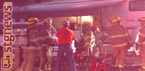 St. George Fire Department works to extinguish a fire at  Hillside Palms RV and Mobile Home Park on Thursday. St. George, Utah, Dec. 12, 2013 | Photo by Michael Flynn, St. George News