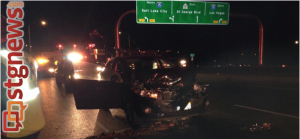 Vehicle accident at St. George Boulevard near I-15 overpass, St. George, Utah, Dec. 26, 2013 | Photo by Michael Flynn, St. George News