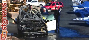 Vehicle fire on Windsor Drive, St. George, Utah, Dec. 16, 2013 | Photo Mori Kessler, St. George News