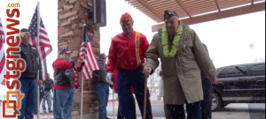 Pearl Harbor survivor and veteran Lee Warren arrives at the Southern Utah Veterans Home's Pearl Harbor survivors ceremony, Ivins, Utah, Dec. 8, 2013 | Photo by Scott Heinecke, St. George News