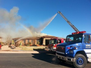 Residential fire at 110 North Park Ave Way in The Palisades neighborhood of Ivins, Utah, Jan. 19, 2014 | Photo by Drew Allred, St. George News