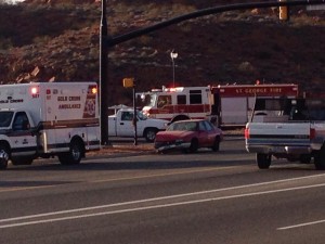 A two-car accident on Red HIlls Parkway, St. George, Utah, Jan. 21, 2014 | Photo by Kimberly Scott, St. George News