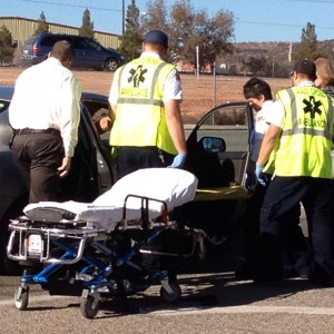 Traffic accident on Red Cliff Drive, St. George, Utah, Jan. 3, 2014 |Photo by Scott Heinecke, St. George News