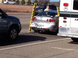 Traffic accident on Red Cliff Drive, St. George, Utah, Jan. 3, 2014 |Photo by Scott Heinecke, St. George News