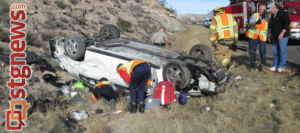 I-15 SB rollover at MP 22, Leeds, Utah, Jan. 21, 2014 | Photo by UHP Trooper Mark Cooper, St. George News