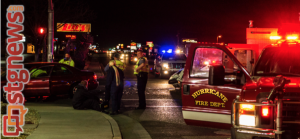 Two-vehicle accident at intersection of 1150 West and State Street, Hurricane, Utah, Jan. 27, 2013 | Photo by Jeremy Crawford, St. George News