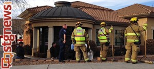 Semitrailer tires cause damage to the Bloomington branch of Zions Bank, St. George, Utah, Jan. 21, 2014 | Photo courtesy of Ray Griffin, St. George News