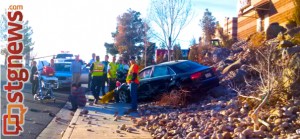 Vehicle rolls off 100 South  near River Road intersection. St. George, Utah, Jan. 6, 2014 | Photo by Mori Kessler, St. George News