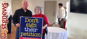 Greg Aldred and Mary Burkett at the Dixie Republican Forum Luncheon, St. George, Utah, Jan. 21, 2014 | Photo by Scott Heinecke, St. George News