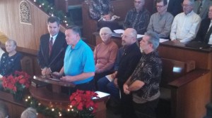 (L-R) Mayor-elect Jon Pike standing next to outgoing Mayor Dan McArthur and members of the Interfaith Council, St. George, Utah, Jan. 1, 2014 | photo by Mori Kessler, St. George News