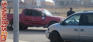 Aftermath of a two-car accident at the intersection of Horseman Park Drive and 2350 East that resulted in a rollover, St. George, Utah, Feb. 3, 2013 | Photo by Mori Kessler, St. George News