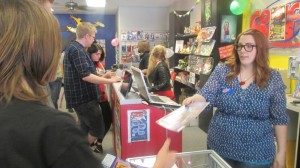 Getting a free comic book, St. George, Utah, May 3, 2014 | Photo by Mori Kessler, St. George News