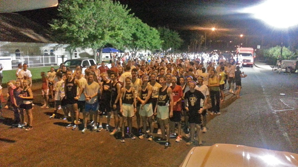 Runners toe the start line at the Chelsi's Run 5K, St. George, Utah, July 15, 2014 | Photo by Brett Barrett, St. George News