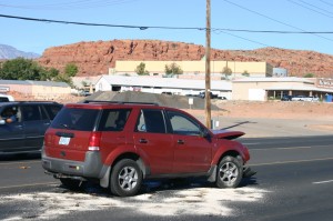 Accident at 1100 W. Sunset Blvd., St. George, Utah, Oct. 14, 2014 | Photo by Cami Cox Jim, St. George News