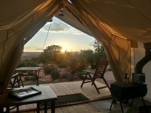 A view into Arches National Park from the interior of a deluxe tent at Moab's "glamping" resort, Moab Under Canvas, Moab, Utah, Sept. 15, 2014 | Photo by Drew Allred, St. George News
