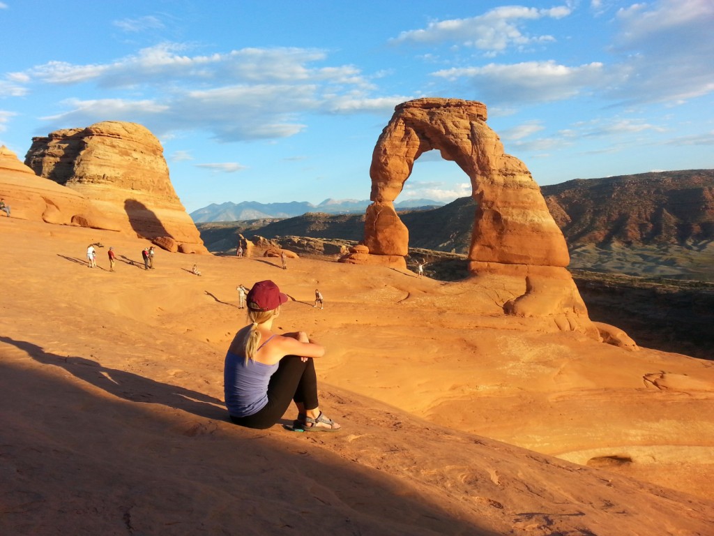 Enjoying the view of the Delicate Arch, Arches National Park, Utah, Sept. 14, 2014 | Photo by Drew Allred, St. George News