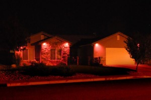 Neighbors have inserted pink light bulbs and hung pink ribbons to show support for the Petersen family, Ivins, Utah, Oct. 16, 2014 | Photo courtesy of James Thayn, St. George News