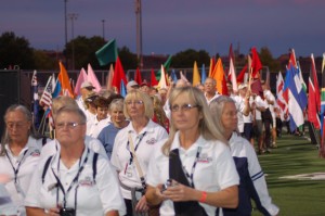 Athletes enter the stadium at the opening ceremonies of the Huntsman World Senior Games, St. George, Utah, Oct. 7, 2014 | Photo by Hollie Reina, St. George News