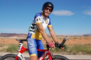 Walt Schafer pauses for a photo after the time trials event in the cycling competition of the Huntsman World Senior Games, St. George, Utah, Oct. 8, 2014 | Photo by Hollie Reina, St. George News