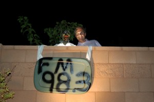 Homeowner Brent Martin and his zombie pal invite guests to come see what is in store for them on the other side, Washington City, Utah, Oct. 23, 2014 | Photo by Hollie Reina, St. George News