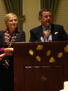 St. George Mayor Jon Pike and his wife, Kristy Pike, speak at the St. George Book Festival charity banquet, St. George Children's Museum, St. George, Utah, Oct. 24, 2014  | Photo by Holly Coombs, St. George News