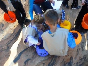 Children enjoy a trick or treat event at the Moccasin Mountain Dinosaur Tracksite, Kanab, Utah, date not specified | Photo courtesy of BLM-Utah Kanab Field Office, St. George News